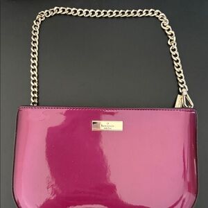 Kate Spade Magenta Clutch with Gold Chain